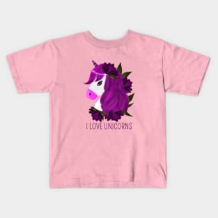 purple unicorn Kids T-Shirt